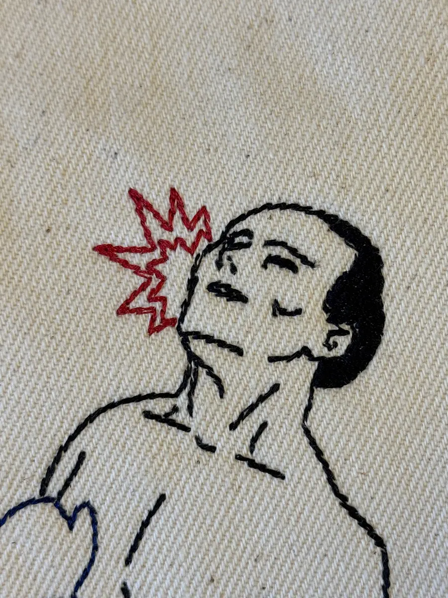 Boxing club jacket, stitch detail
